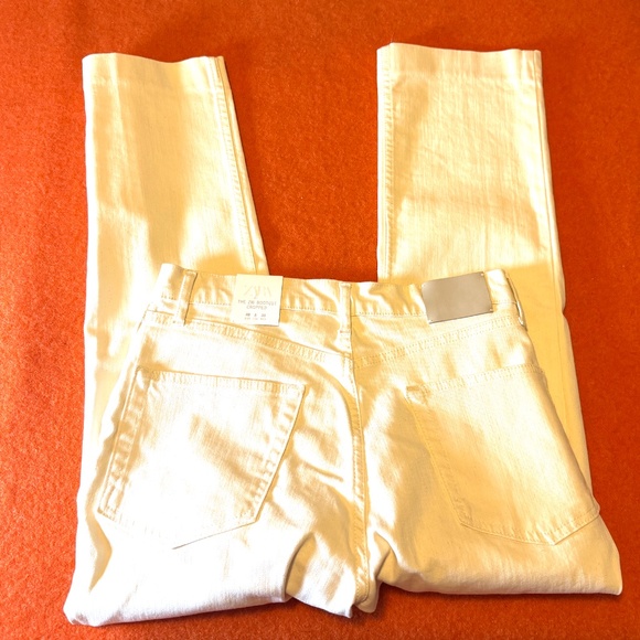Zara oyster white high rise bootcut cropped jeans NWT - Picture 10 of 12